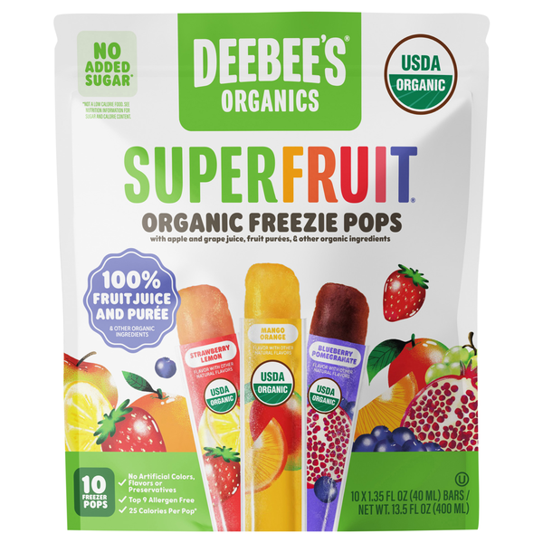 DeeBee's Organics Superfruit Freezie Ice Pops - 10 ct