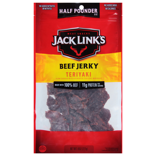 Jack Link's Teriyaki 11g Protein Beef Jerky Half Pounder