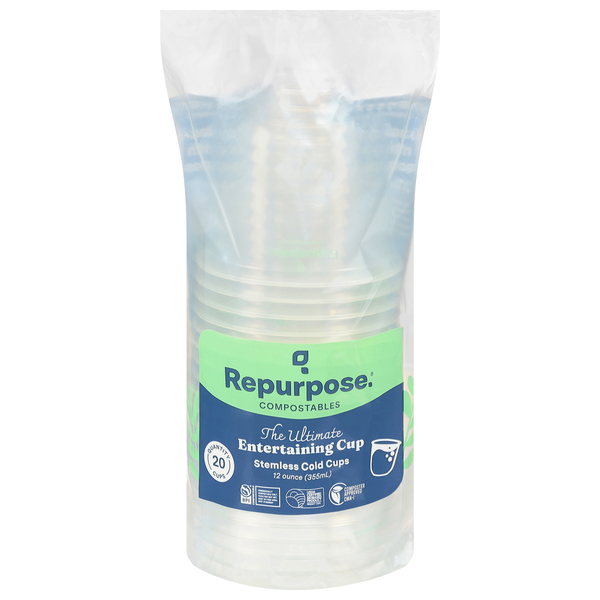 Repurpose Compostables Stemless Cold Cups 12 oz