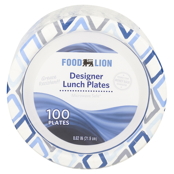 Food Lion Designer Paper Plates Microwave Safe 8.6 Inch
