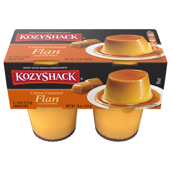 Kozy Shack Creme Caramel Flan Snack Cups - 4 ct