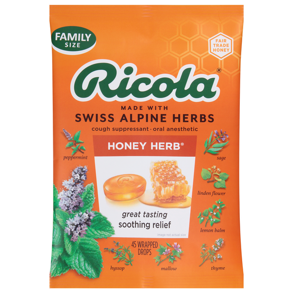 Save on Ricola Cough Suppressant Throat Drops Honey Herb Family Size