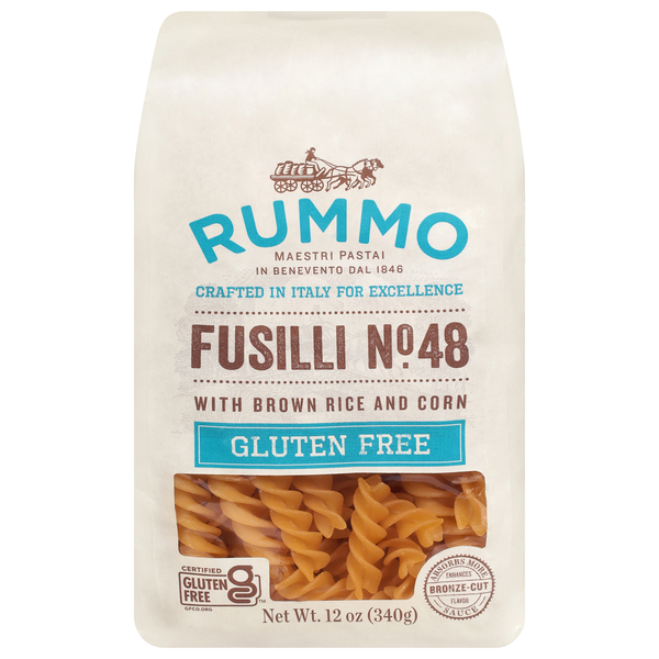 Rummo Imported Gluten Free Fusilli Pasta with Brown Rice & Corn