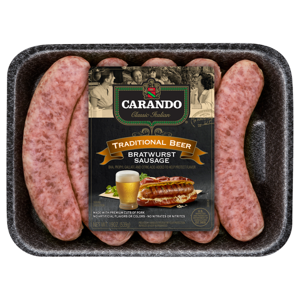 Carando Traditional Beer Bratwurst Sausage - 5 ct