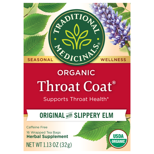 Traditional Medicinals Organic Throat Coat w/Slippery Elm Herbal Tea Bags
