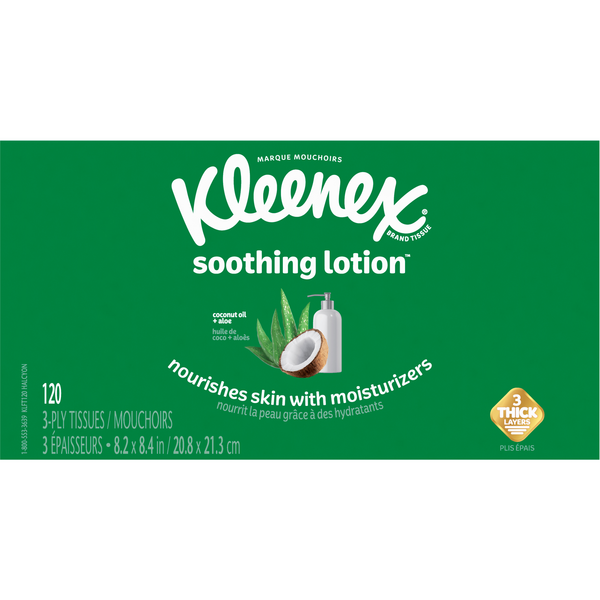 Kleenex Soothing Lotion 3-Ply Facial Tissue Flat Box