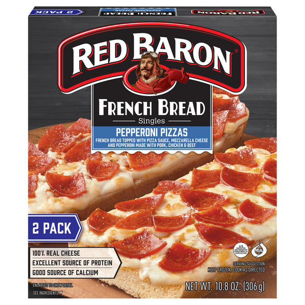 Red Baron French Bread Singles Pepperoni Pizza Frozen - 2 ct