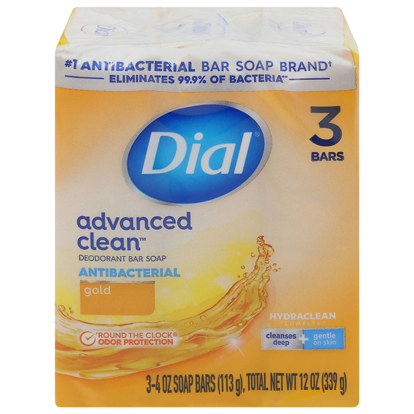 Dial Advanced Clean Gold Antibacterial Deodorant Soap Bars - 3 ct