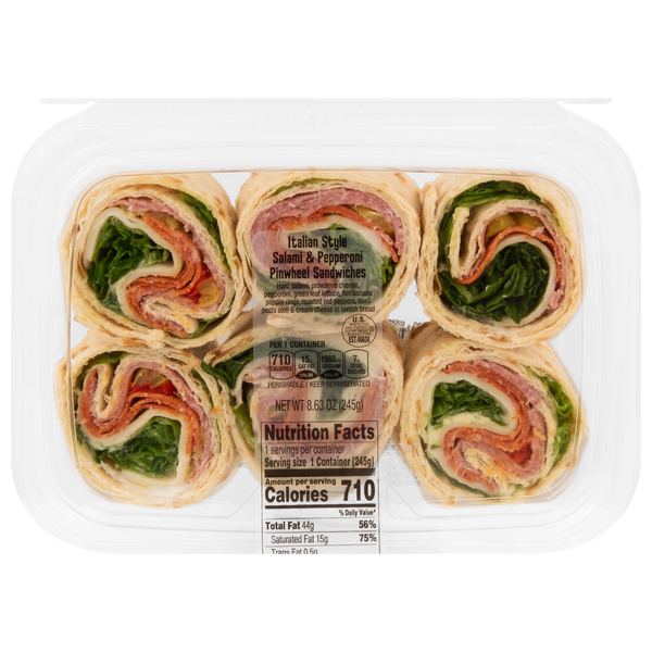 Stop & Shop Italian Style Salami & Pepperoni Pinwheel Sandwiches - 6 ct