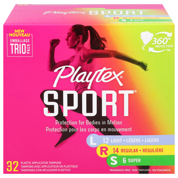 Playtex Sport Unscented Light-Regular-Super Tampons