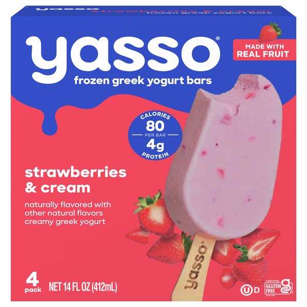 Yasso Strawberries & Cream Greek Yogurt Bars - 4 ct