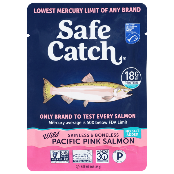 Safe Catch No Salt Added Boneless Skinless Wild Pacific Pink Salmon Pouch