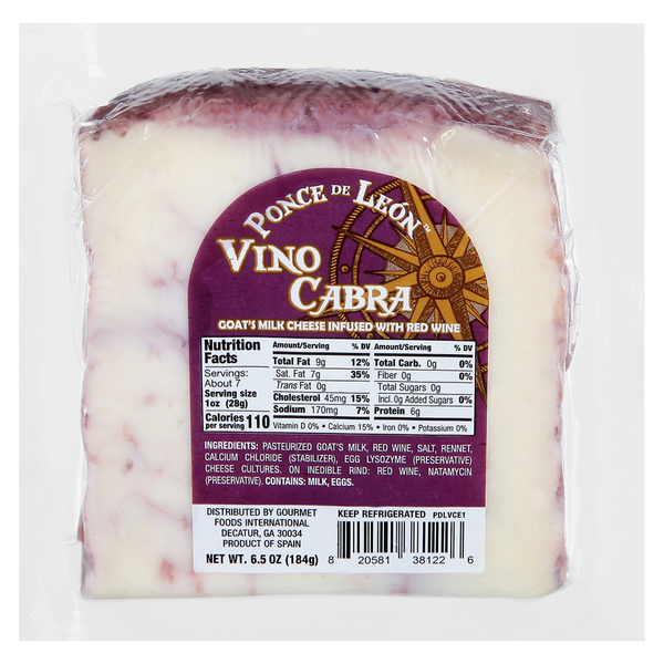 Save on Ponce De Leon Vino Cabra Goat's Milk Cheese Wedge with Red Wine