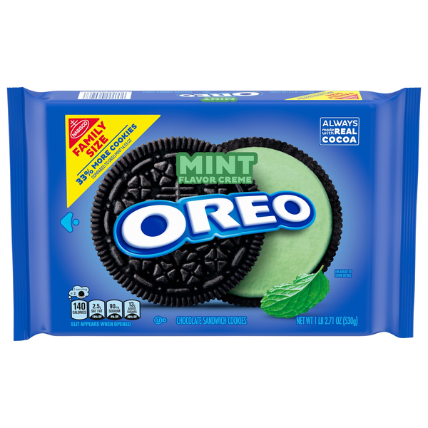 OREO Mint Creme Chocolate Sandwich Cookies Family Size