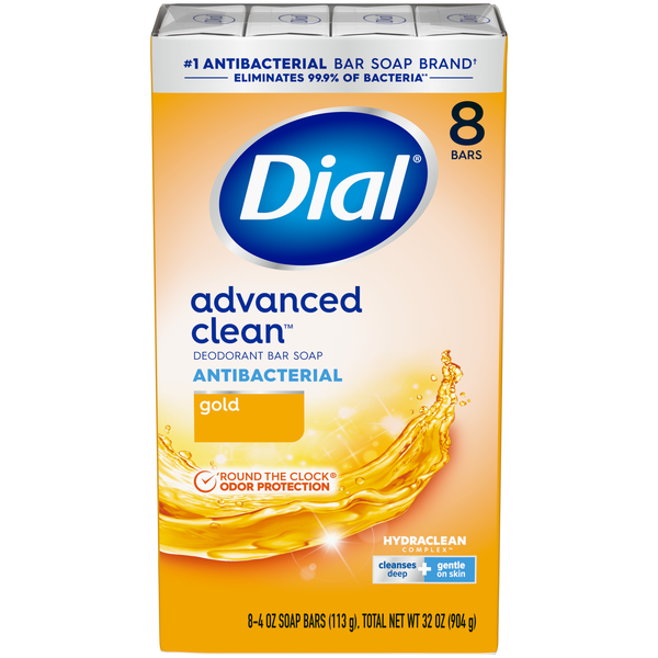 Dial Advanced Clean Gold Antibacterial Deodorant Soap Bars - 8 ct