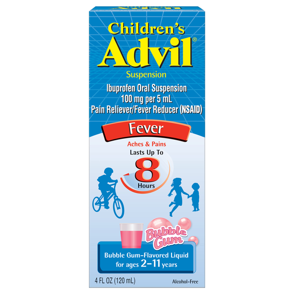 Advil Children's Fever Pain Reliever Bubble Gum Ibuprofen Oral Suspension