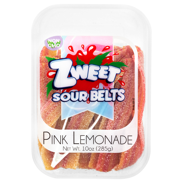 Zweet Pink Lemonade Sour Belts Chewy Candy