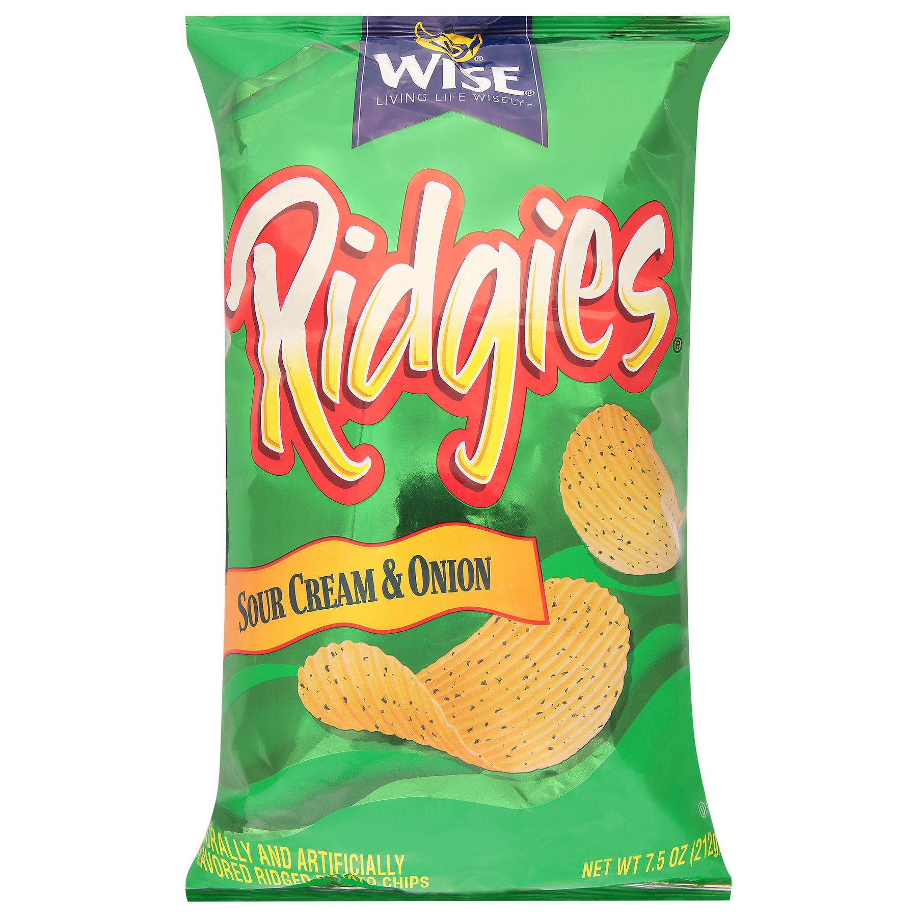 Wise Wise Ridgies Sour Cream & Onion Ridged Potato Chips