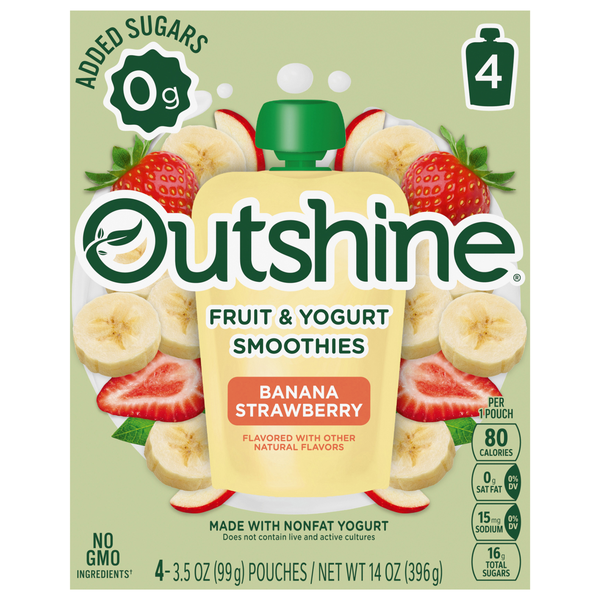 Outshine Banana Strawberry Fruit & Yogurt Smoothie Pouches - 4 ct