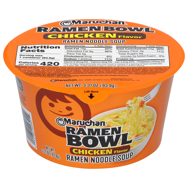 Maruchan Chicken Flavor Ramen Noodle Soup Bowl