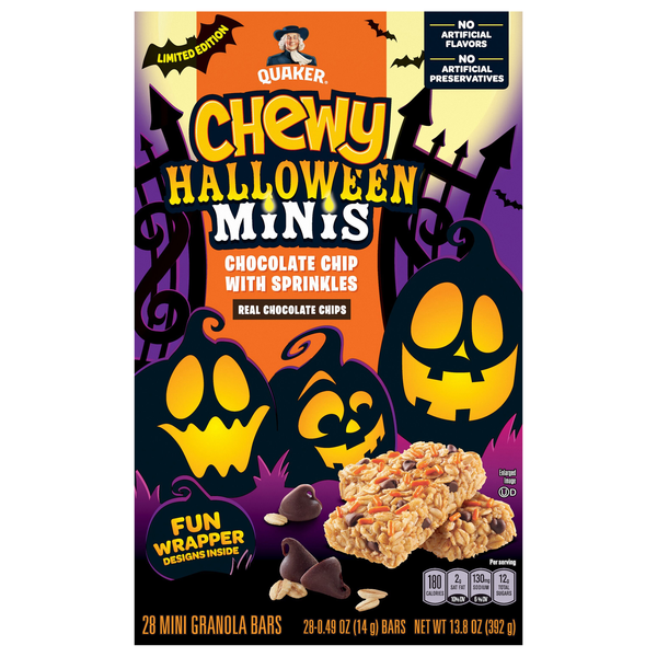 Quaker Chewy Halloween Minis Chocolate Chip w/Sprinkles Granola Bar - 28ct