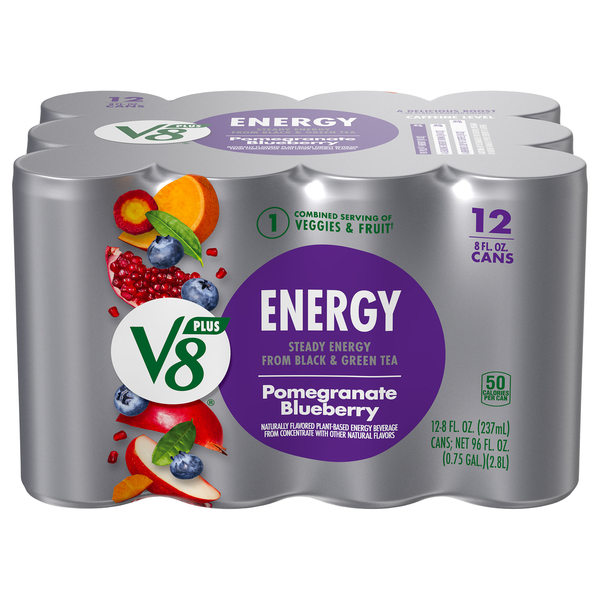 V8 Plus Pomegranate Blueberry Flavored Sparkling Energy Drink - 12 pk