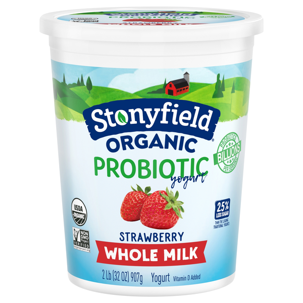 Stonyfield Organic Probiotic Whole Milk Strawberry Yogurt