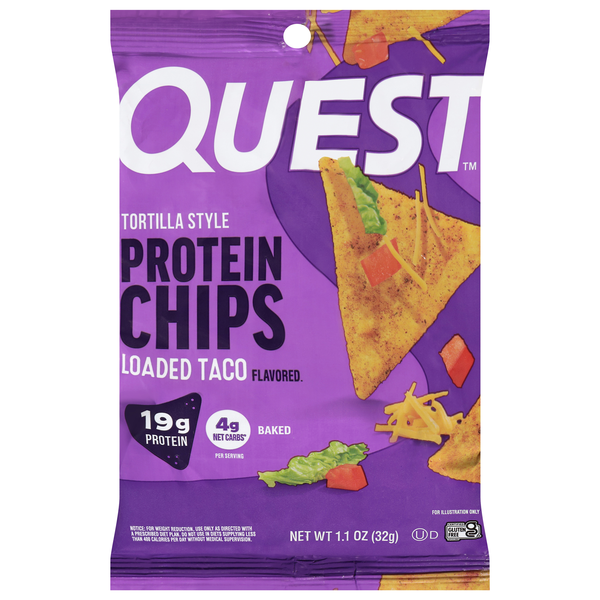 Quest Gluten Free Loaded Taco 19g Tortilla Style Protein Chips