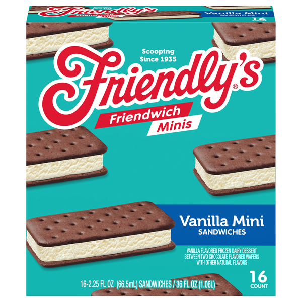 Friendly's Friendwich Minis Vanilla Ice Cream Sandwiches - 16 ct