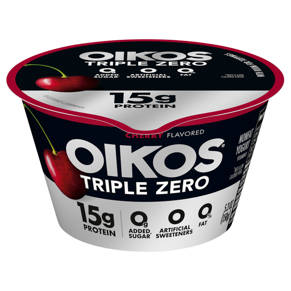 Oikos Triple Zero 15g Protein Non Fat Cherry Blended Greek Yogurt Cup