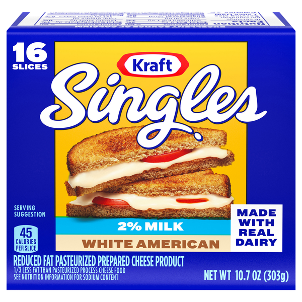 Kraft Singles 2% Milk Reduced Fat White American Cheese - 16 ct