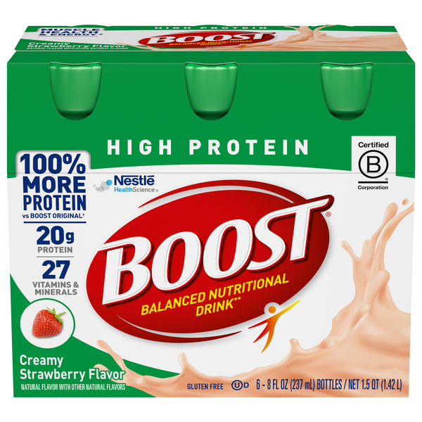 BOOST High Protein Creamy Strawberry 20g Balanced Nutritional Drink - 6 pk