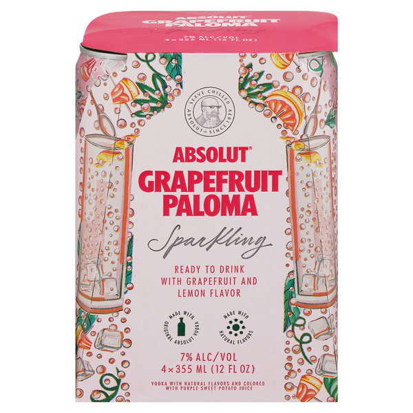 Absolut Sparkling Grapefruit Paloma - 4 pk