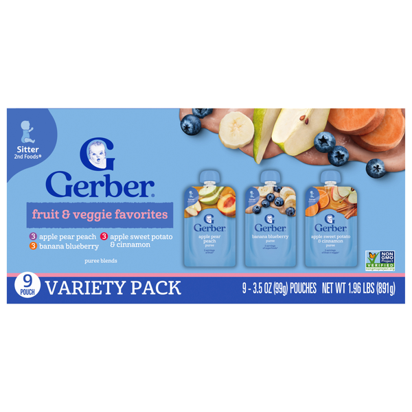 Gerber Natural Toddler Fruit & Veggie Favorites Variety Pack - 9 ct