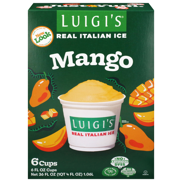 Luigi's Mango Real Italian Ice - 6 ct