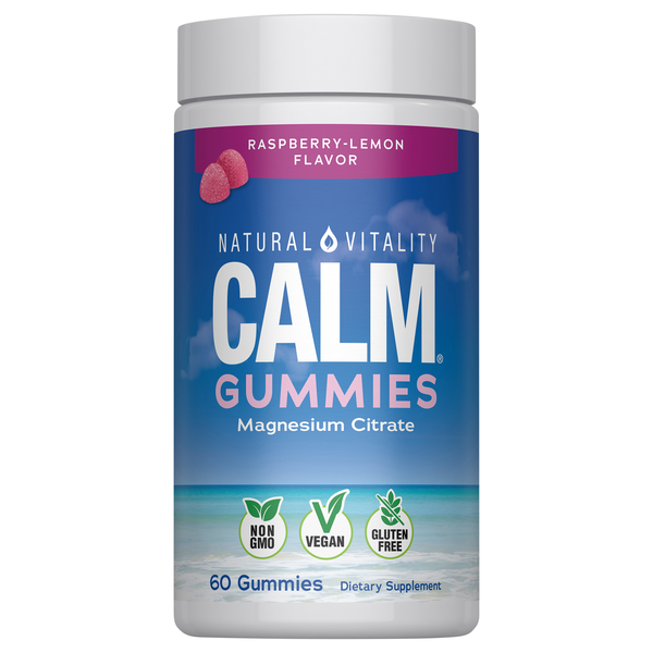 Natural Vitality Calm Raspberry-Lemon Magnesium Supplement Gummies
