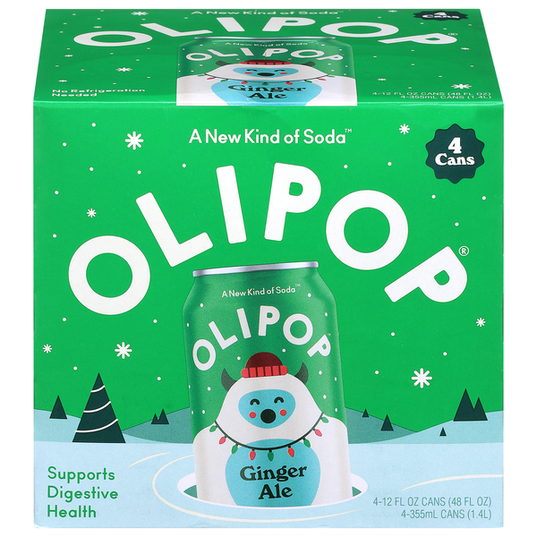 Olipop Ginger Ale Prebiotic Soda - 4 pk