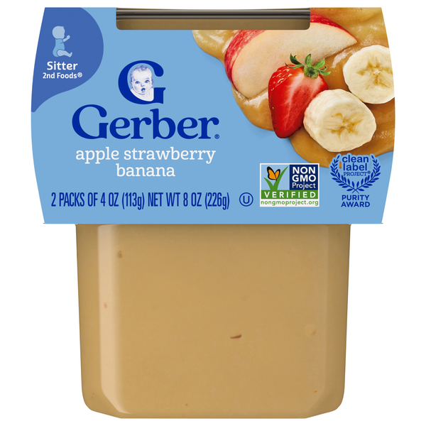 Gerber Natural 2nd Baby Food Apple Strawberry Banana - 2 ct