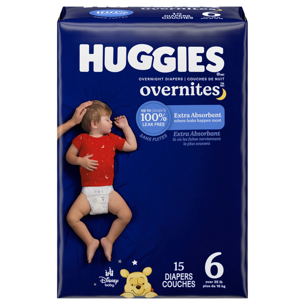 Huggies Overnites Size 6 Baby Diapers 35+ lb