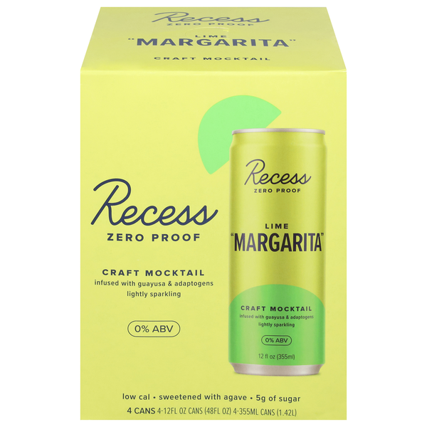Recess Zero Proof Lime Margarita Craft Mocktail - 4 pk