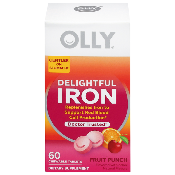 OLLY Fruit Punch Delightful Iron Chewable Tablets
