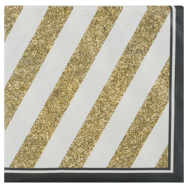 Party Creations Lunch Napkins Black & Gold 3-Ply