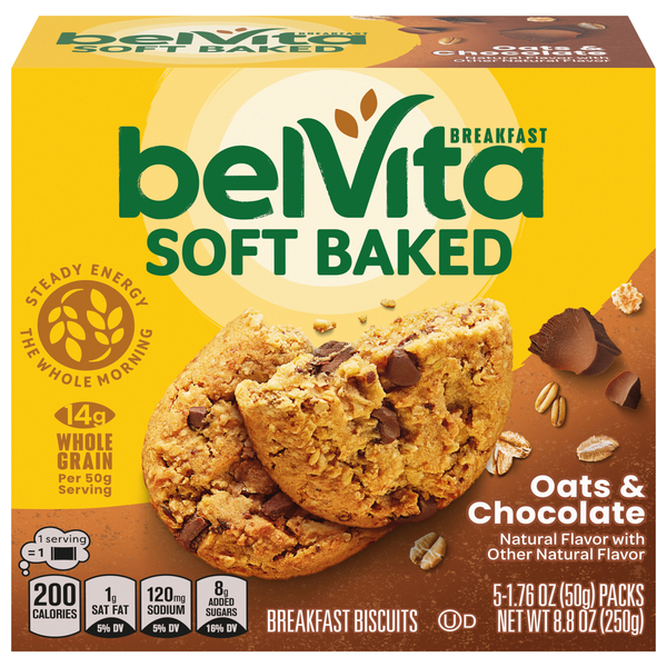 belVita Soft Baked Oats & Chocolate Breakfast Biscuits - 5 ct