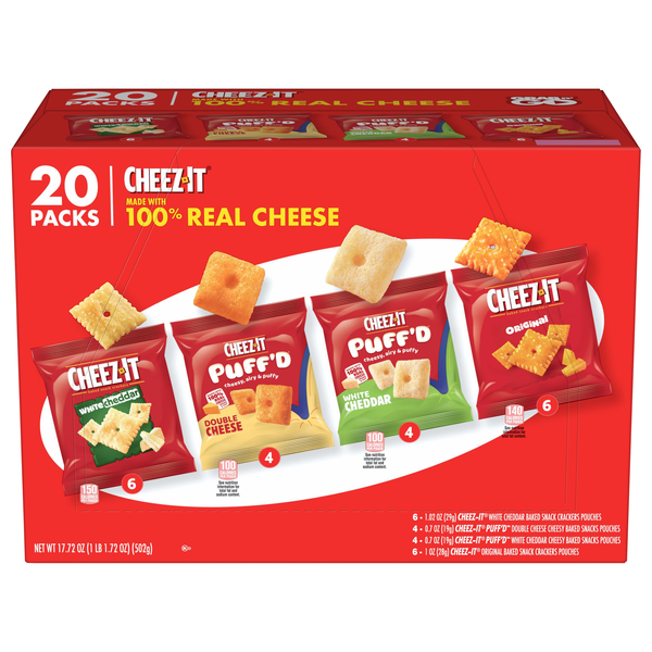 Cheez-It New Mix Baked Cheese Crackers Variety Packs - 20 ct