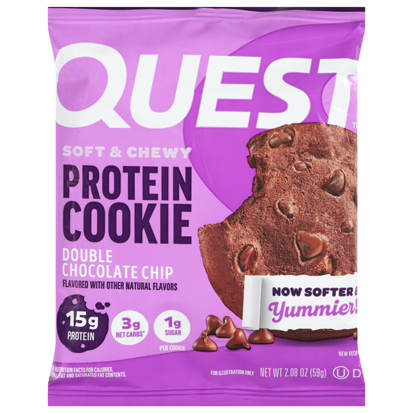 Quest Keto Friendly Double Chocolate Chip 15g Protein Soft & Chewy Cookie
