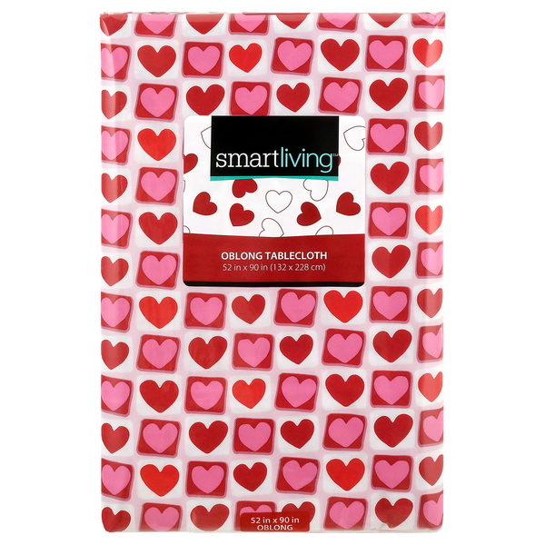 Smart Living Oblong Valentine's Day Tablecloth Hearts 52 X 90 Inch