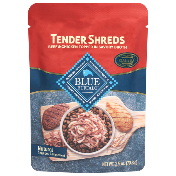 Blue Buffalo Tender Shreds Natural Beef/Chicken Topper Dog Food Complement