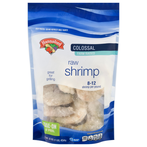 Hannaford Raw Colossal Tail-On Shrimp apx 8-12 ct Frozen