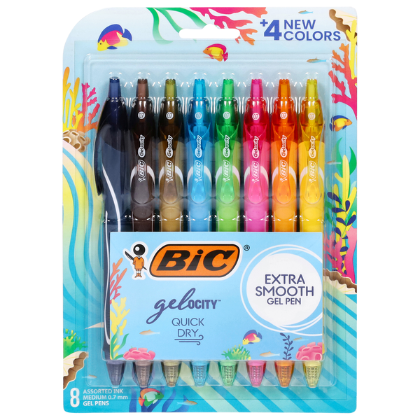 BIC Gelocity Extra Smooth Medium 0.7 mm Gel Pens Assorted Ink