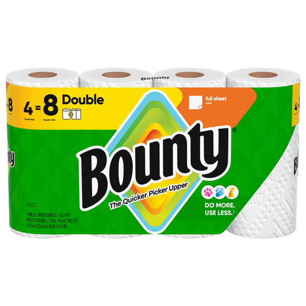 Bounty Full Sheet Double Roll Paper Towels White - 4 ct